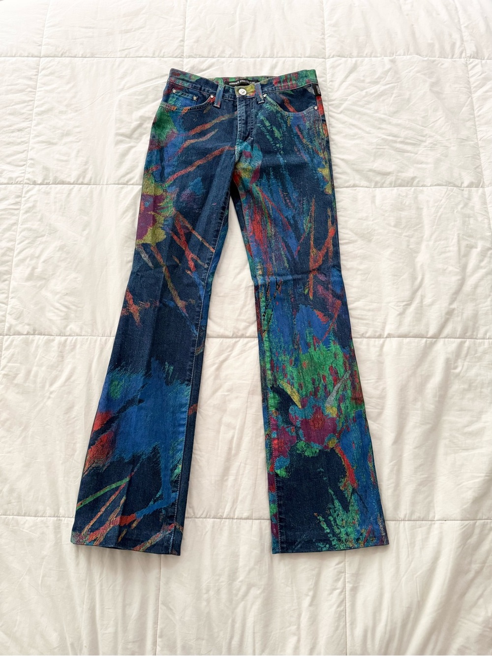 Vintage Versace Jeans Couture Printed Bootcut Denim Jeans